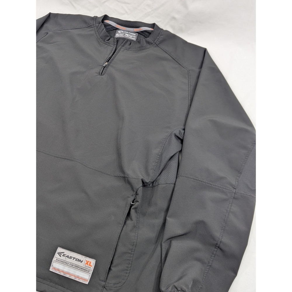 Easton Pullover XL Black Long Sleeve Baseball Warm-up Windbreaker 1/4 Zip